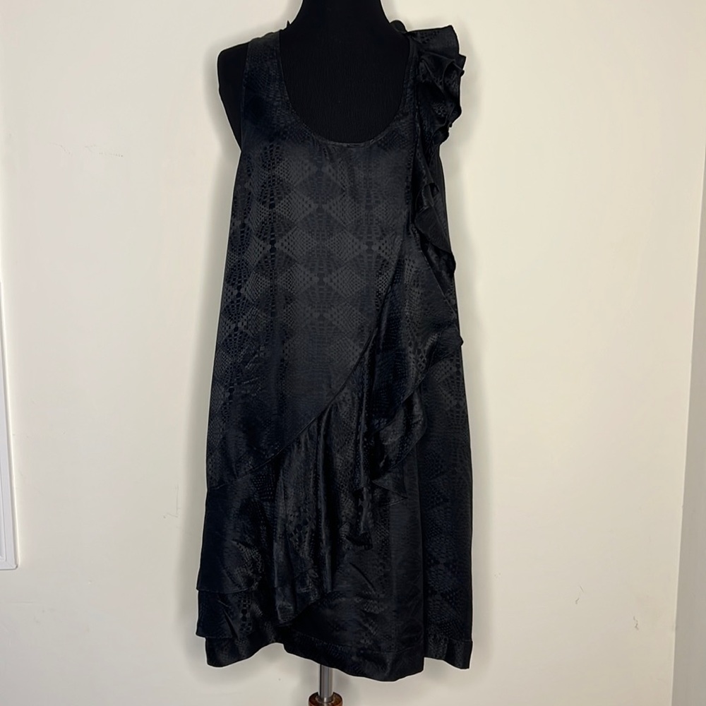 CACHE Black Silk Blend Ruffle Dress 10